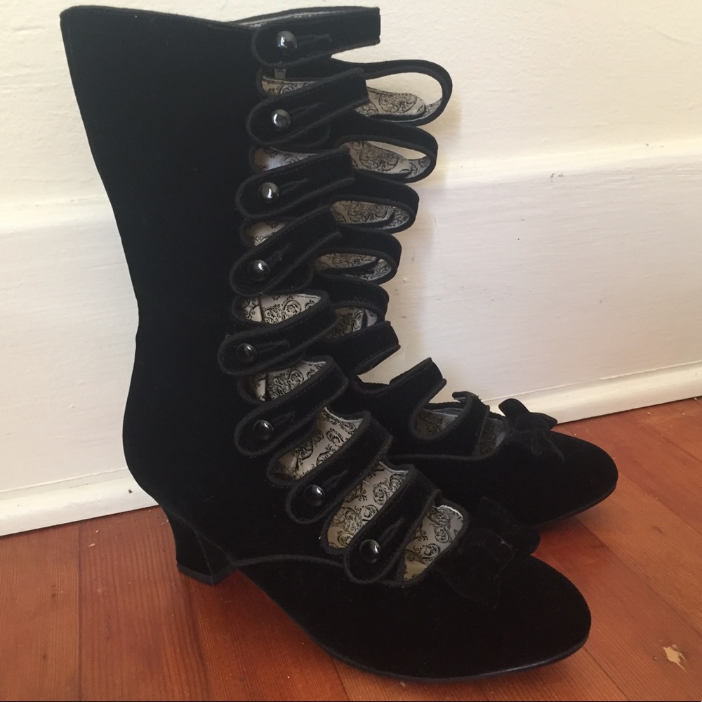 Bordello Black Velvet Vintage Boots